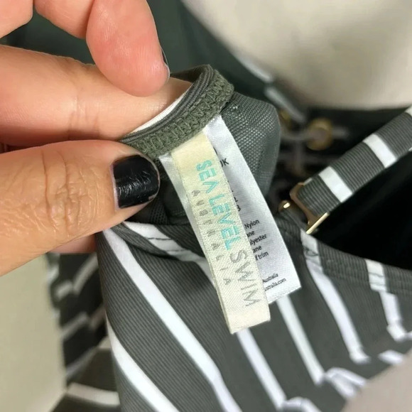 Sea Level Chamarel Lace Up Bralette One Piece Swimsuit SZ US 6 olive green - Picture 7 of 14